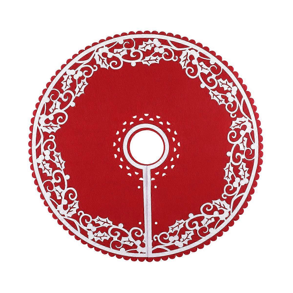 Tree Base Cover Lioobo 30cm Red Felt Tree Skirt Circular Traditional Christmas Celebration 1Set