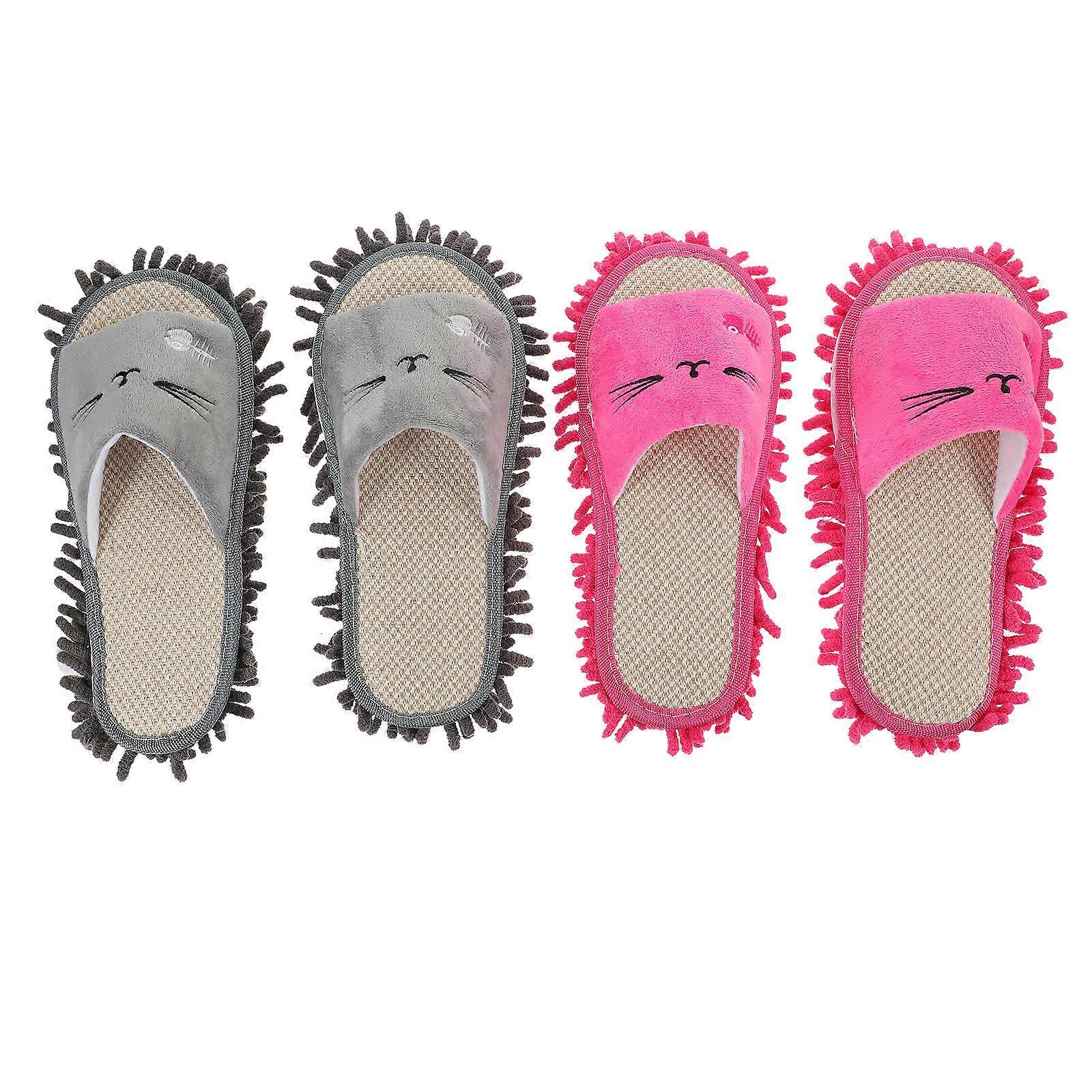 Cleaning Floor Slippers Dusting Slippers Chenille Water Absorption Adults 2Pairs