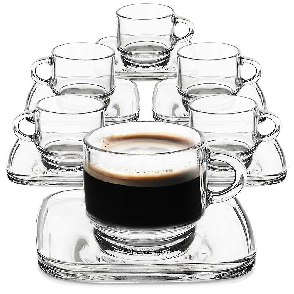 Glaskop med underkop 75 ml 6 stk.