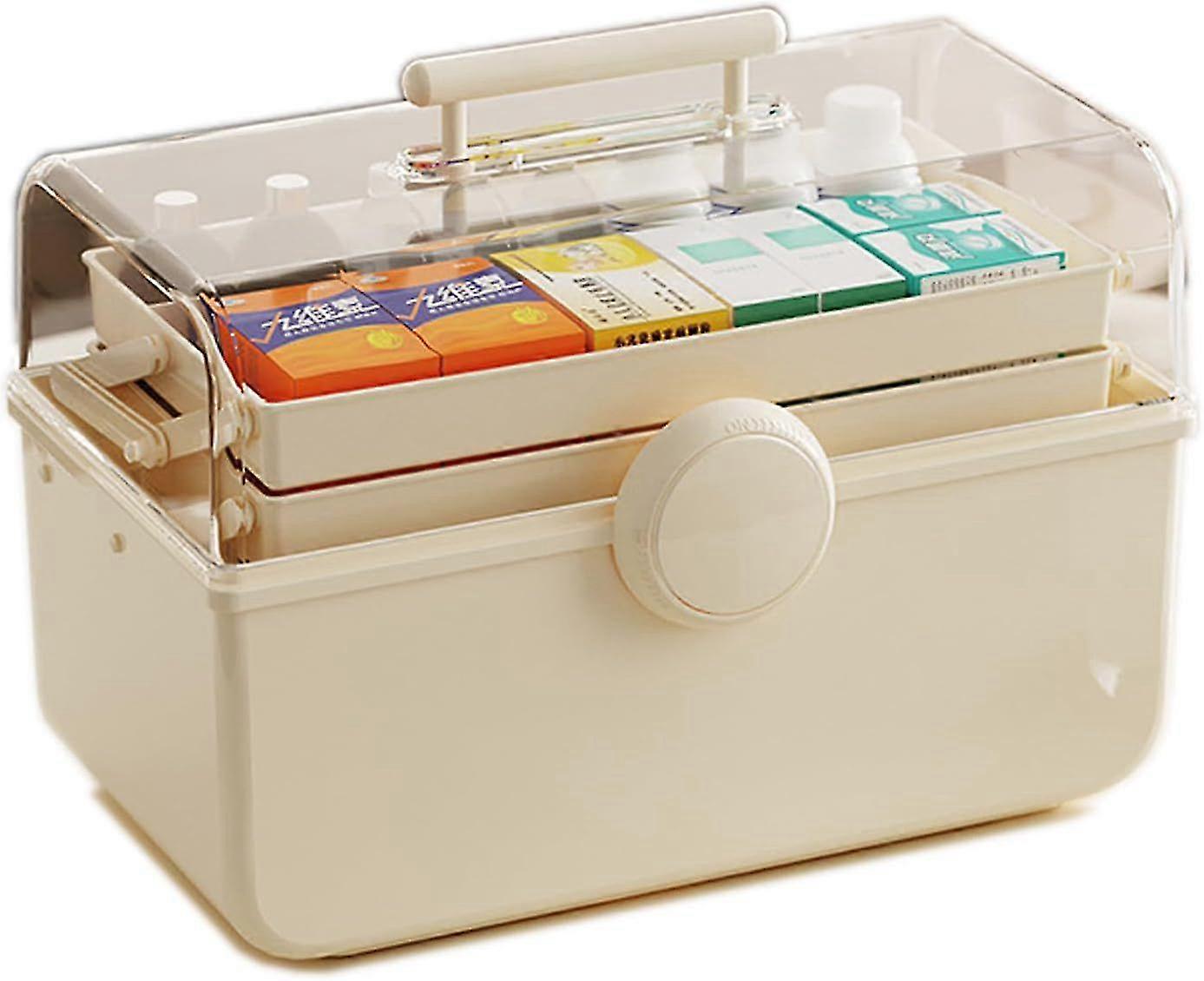 14in 3-Layer Multipurpose Storage Box with Compartments for Crafts, Tools & Medicine