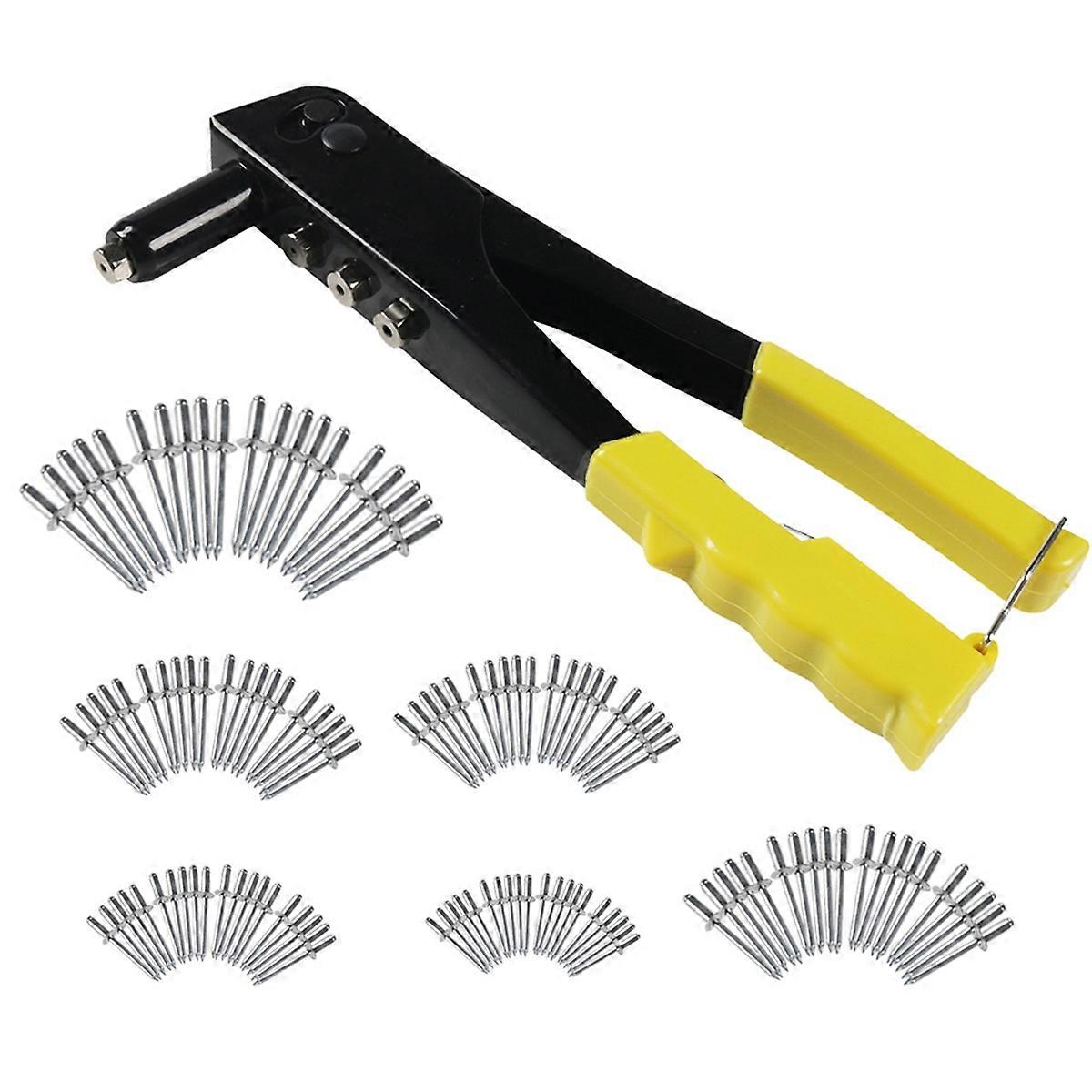 Heavy Duty Riveter Set Riveting Machine 120Pcs Blind Rivets Assortment Kit Hand Tools Rivet Nut Tool Yellow