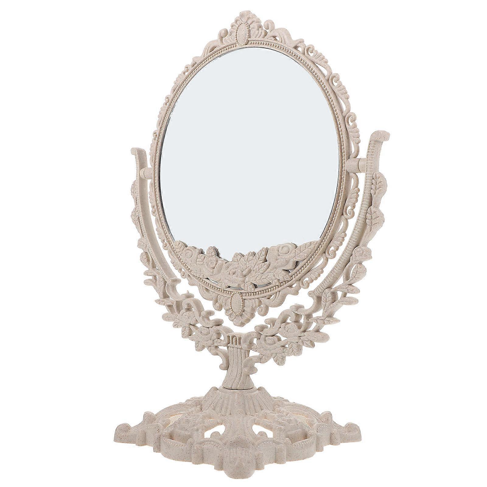 Vanity Vintage Mirror Oval Shape Plastic Material Bathroom Use Distortion-Free 1Pack