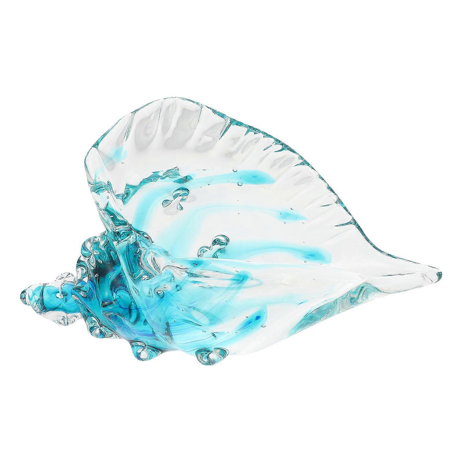 Glass Tabletop Decor Blue Simulation Conch for Home Garden Decoration