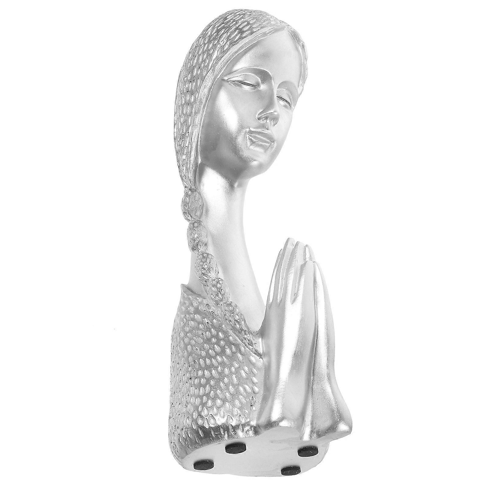 Nordic Praying Girl Bust Sculpture, Elegant Resin Craft, Minimalist Home Decor for Living Room or Bedroom, Lightweight Decorative Ornament for Unique