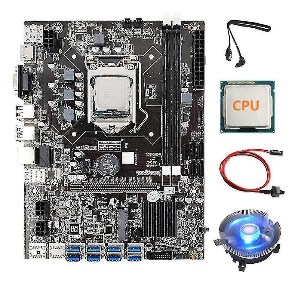 8 Gpu B75 Usb Btc Mboard+cpu+cpu Fan+sata Cable+s Cable 8x Pcie To Usb3.0 A1155 Dd
