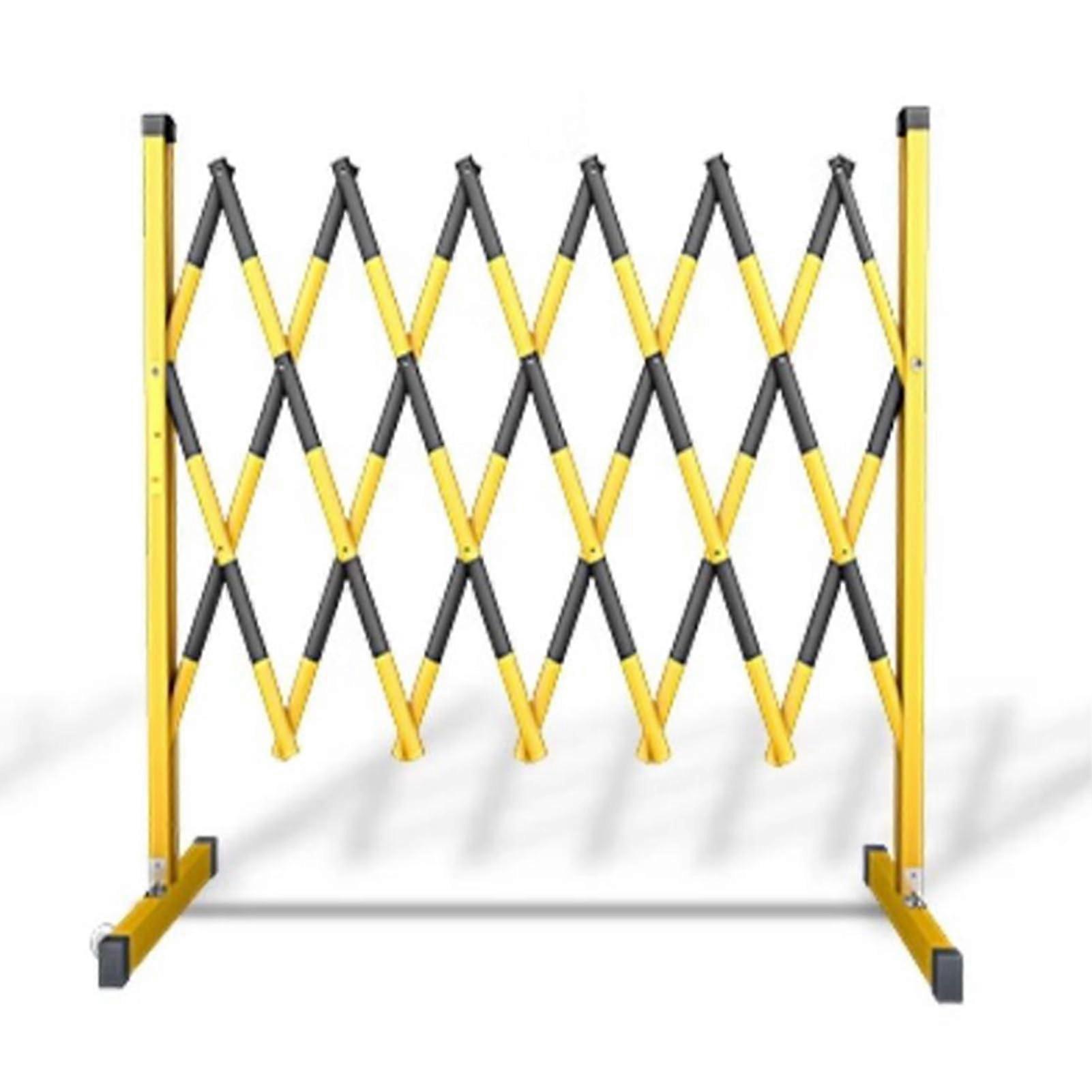 Expandable traffic guide rail, movable guide rail with wheels (Blackyellow, L600cm/19.6ft) Ref: 7787