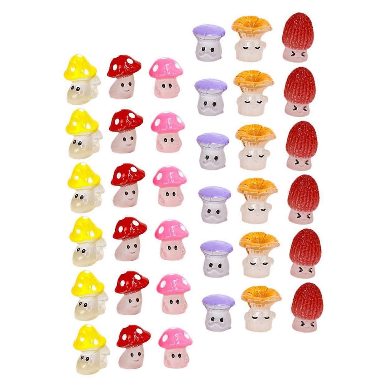 Miniature Mushroom Figures 48-Piece Set Colorful Resin Decorations for Fairy Gardens Terrariums and Micro Landscapes
