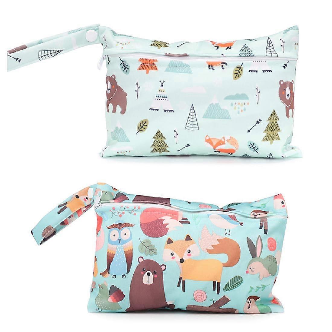 Pack of 2 Wetbag Organiser Bags, Nappy Bag, Wet Bag, Baby Reusable, Waterproof, Travel, Gym, Washable, Zip, Beach, Pool