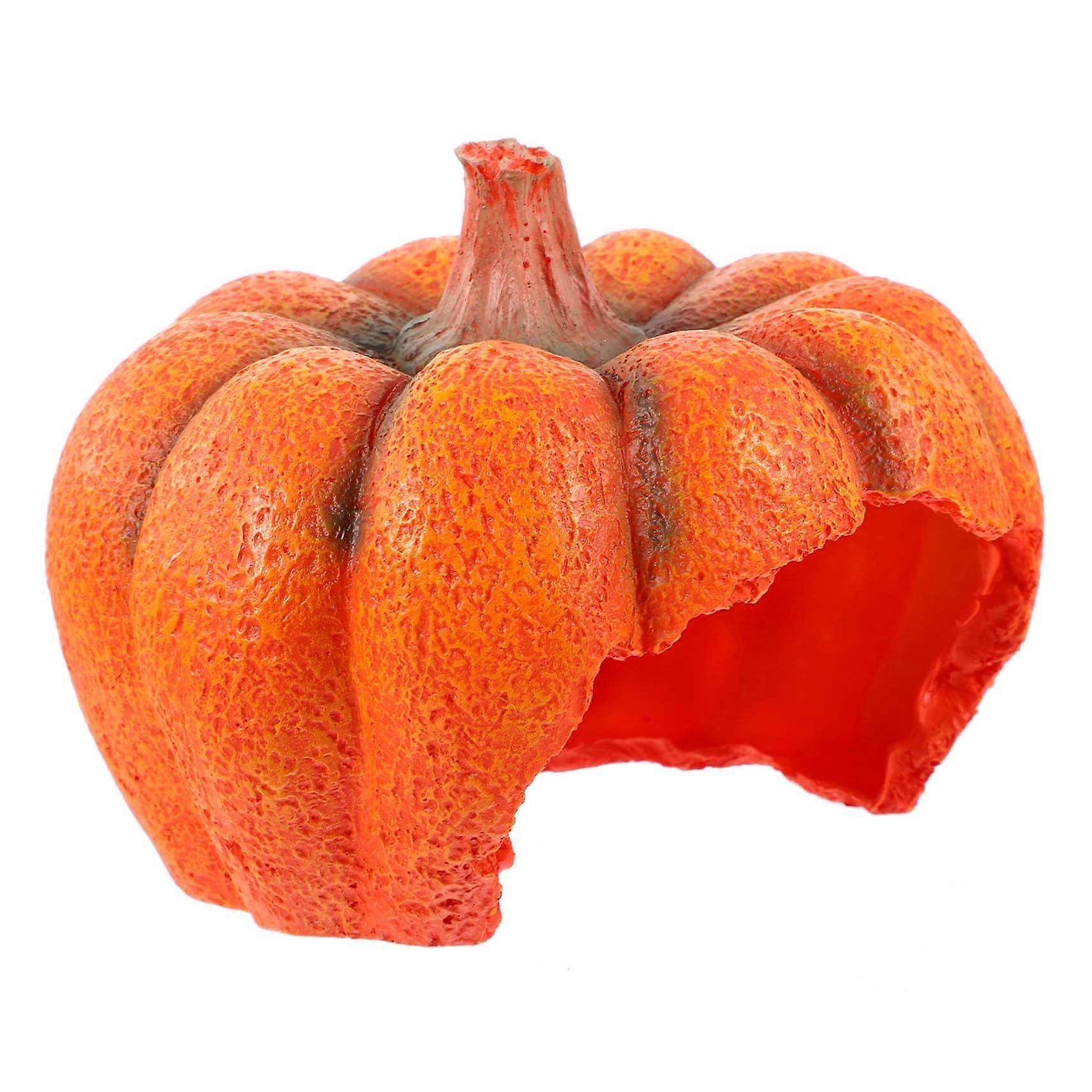 Pumpkinshaped hideout for aquariums, decorative shelter for fish and shrimp