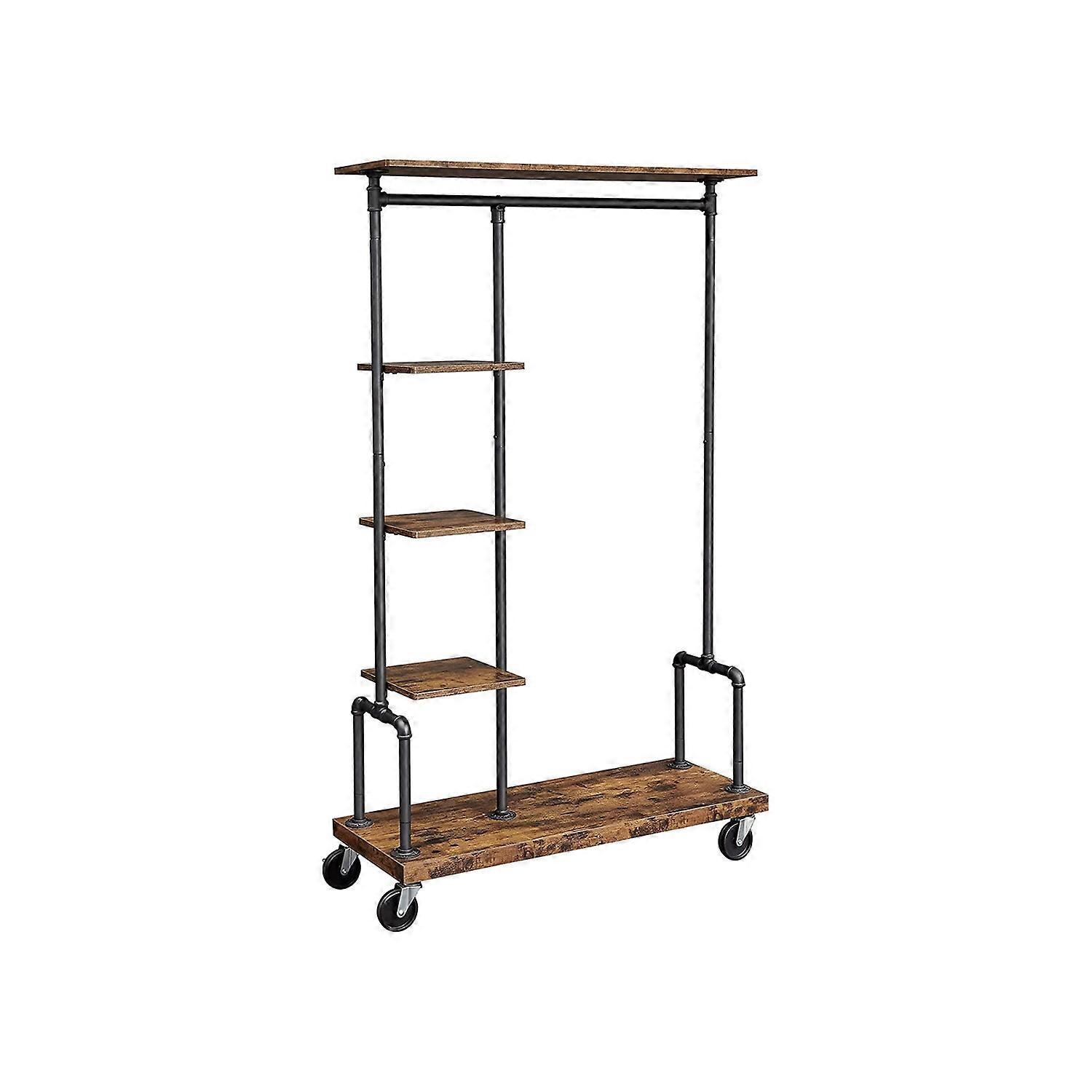 Clothes rack, Clothes rack on wheels, 5-layer garment rack with metal tubes, for bedroom, shop