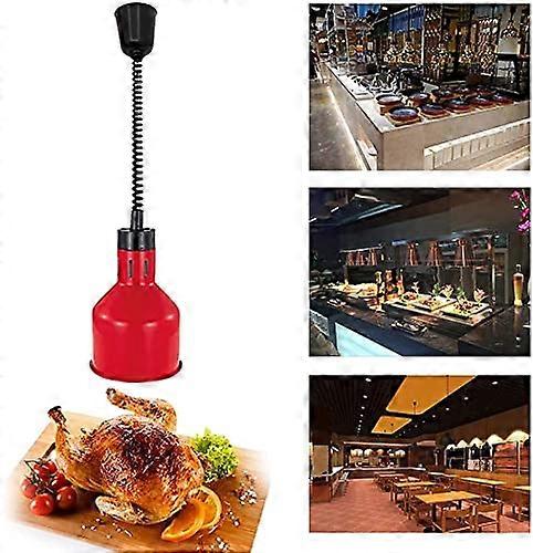 Commercial Heat Lamp For Food Warming, 250W, Telescopic Pendant, Red, For Hotels, Kitchens And Cafeterias