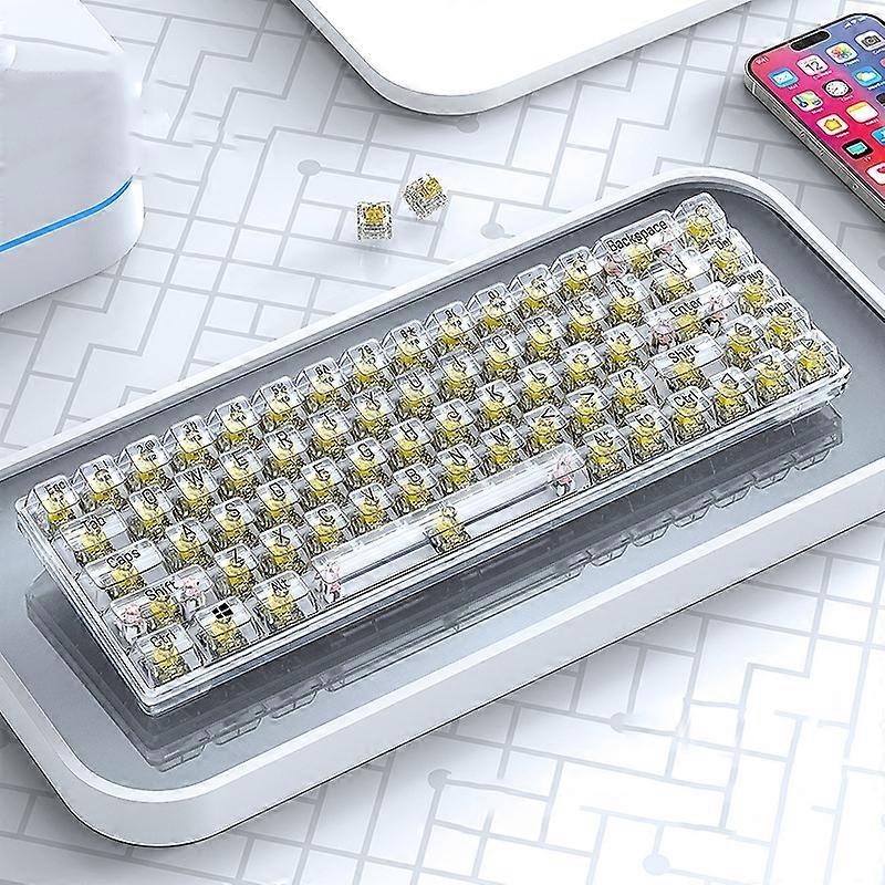 T-WOLF T40 68-Keys RGB Mixed Light Office Gaming Transparent Mechanical Keyboard