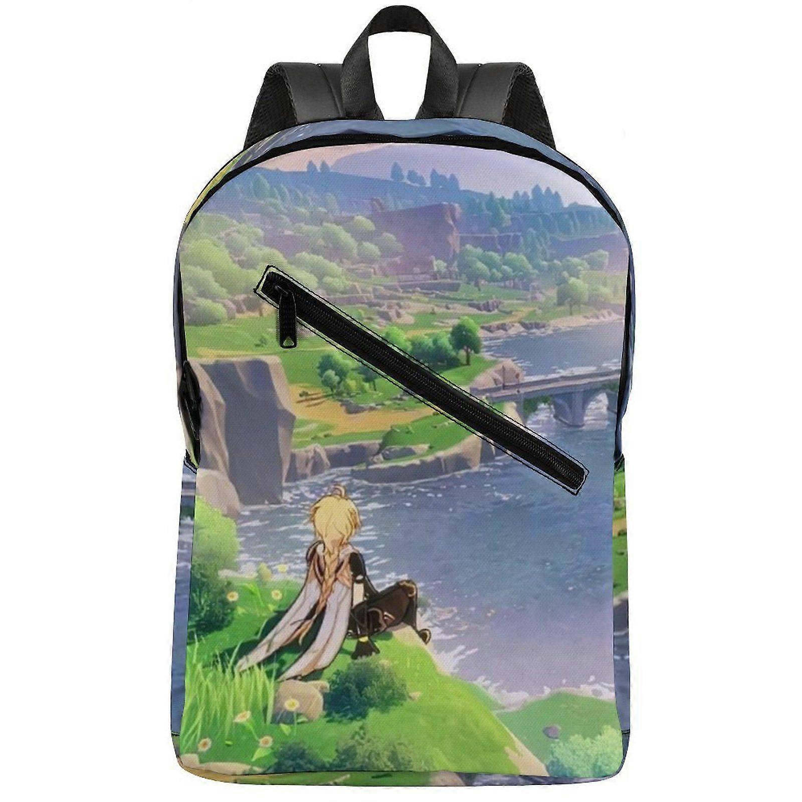 a5719 GENSHIN IMPACT Ergonomic 300D PU Backpack with Spacious Storage and Cushioned Back Support for Long Use m5719