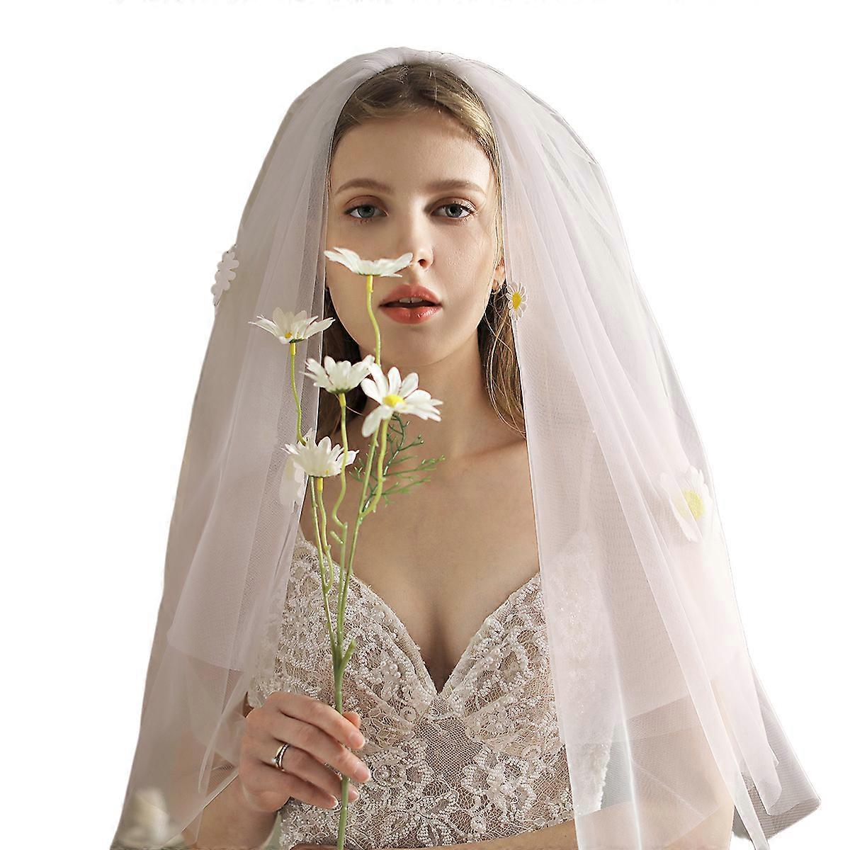 Medium length two-layer bridal veil, 60×108 cm, 1 pc.