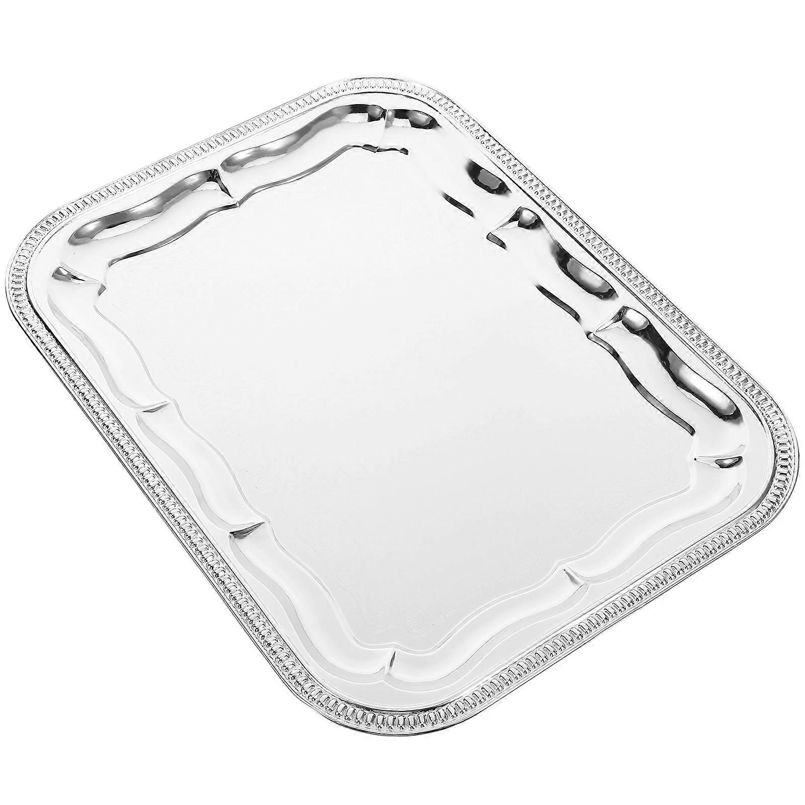 Rectangular Plates Appetizer Presentation Theme Parties Silver 33.10X25.10X0.30CM 1Pack