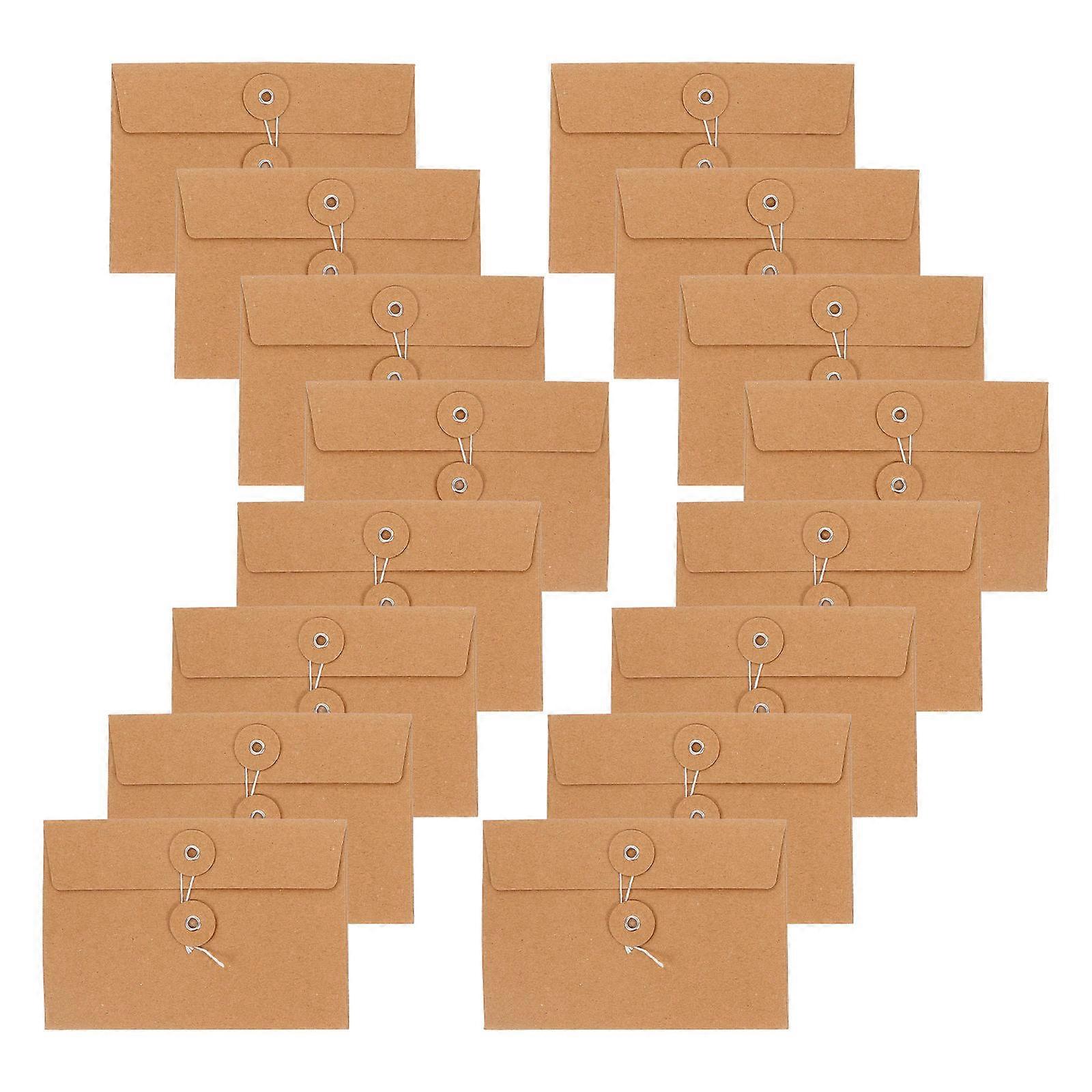 20pcs Vintage Kraft Envelopes with String Ties for Letters, Invitations, Office Organization, and Multi Function Storage Bags