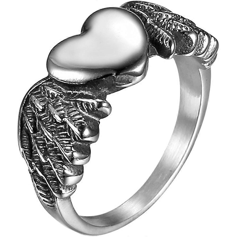 Angel Wing Ring Silver Alloy Unique Heart Finger Ring for Decor Use