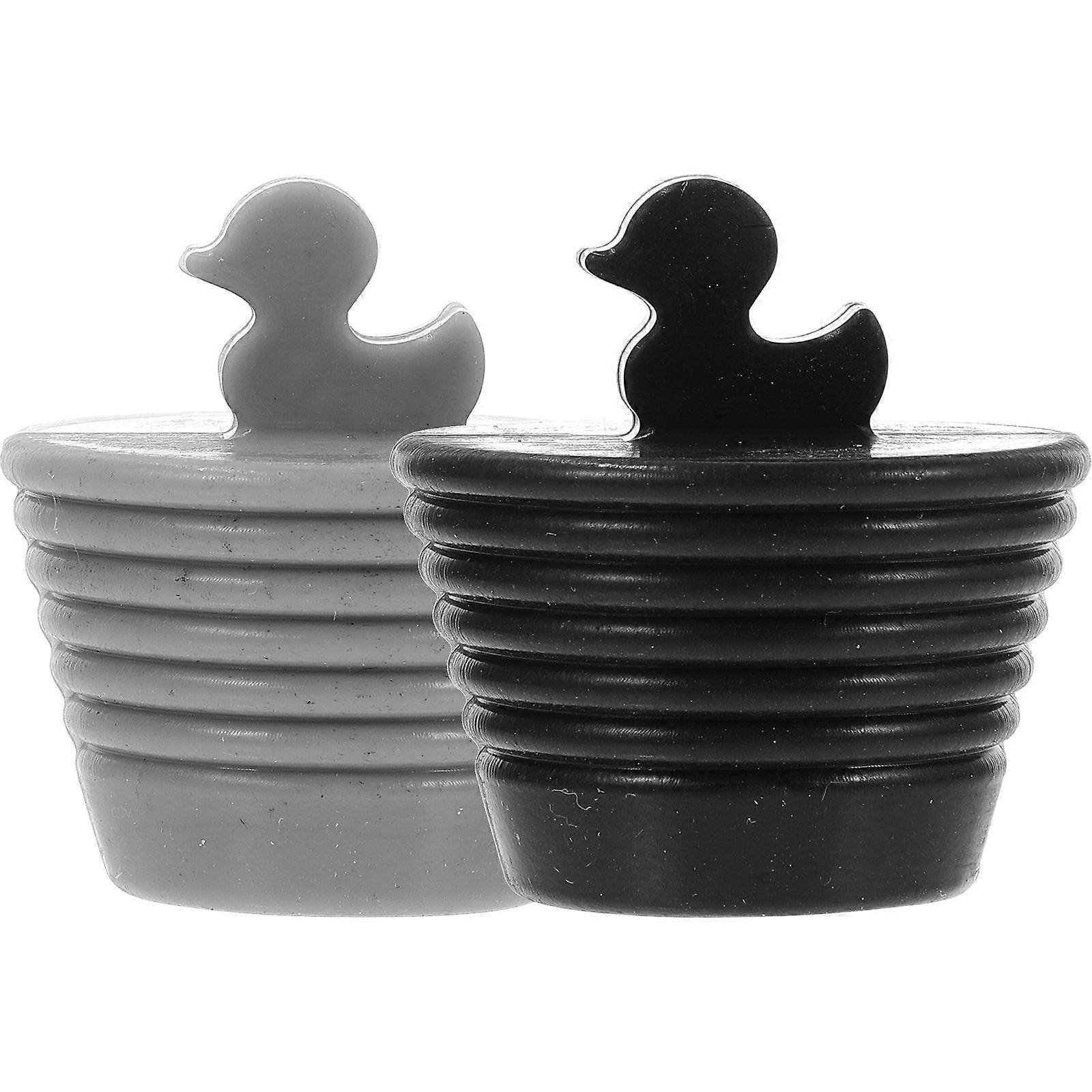 Silicone Bathtub Drain Plugs 2 Pack Multifunctional Sink Stopper for Kitchen and Bathroom Leak Prevention Grey Black Design
