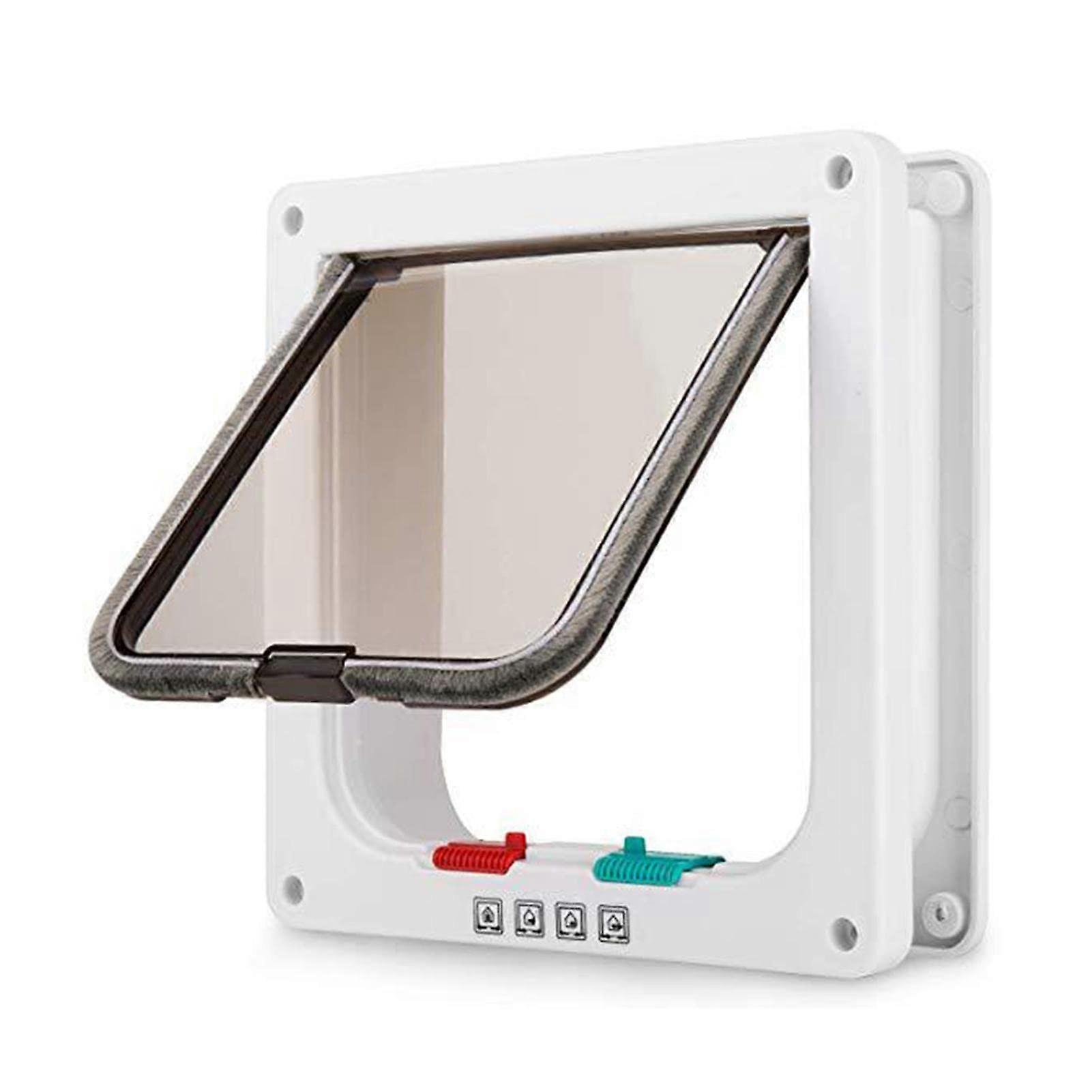 Pet Door Cat Flap 4-Way Locking Model M-Code White Small Pet Door For Cats And Small Dogs Puppies
