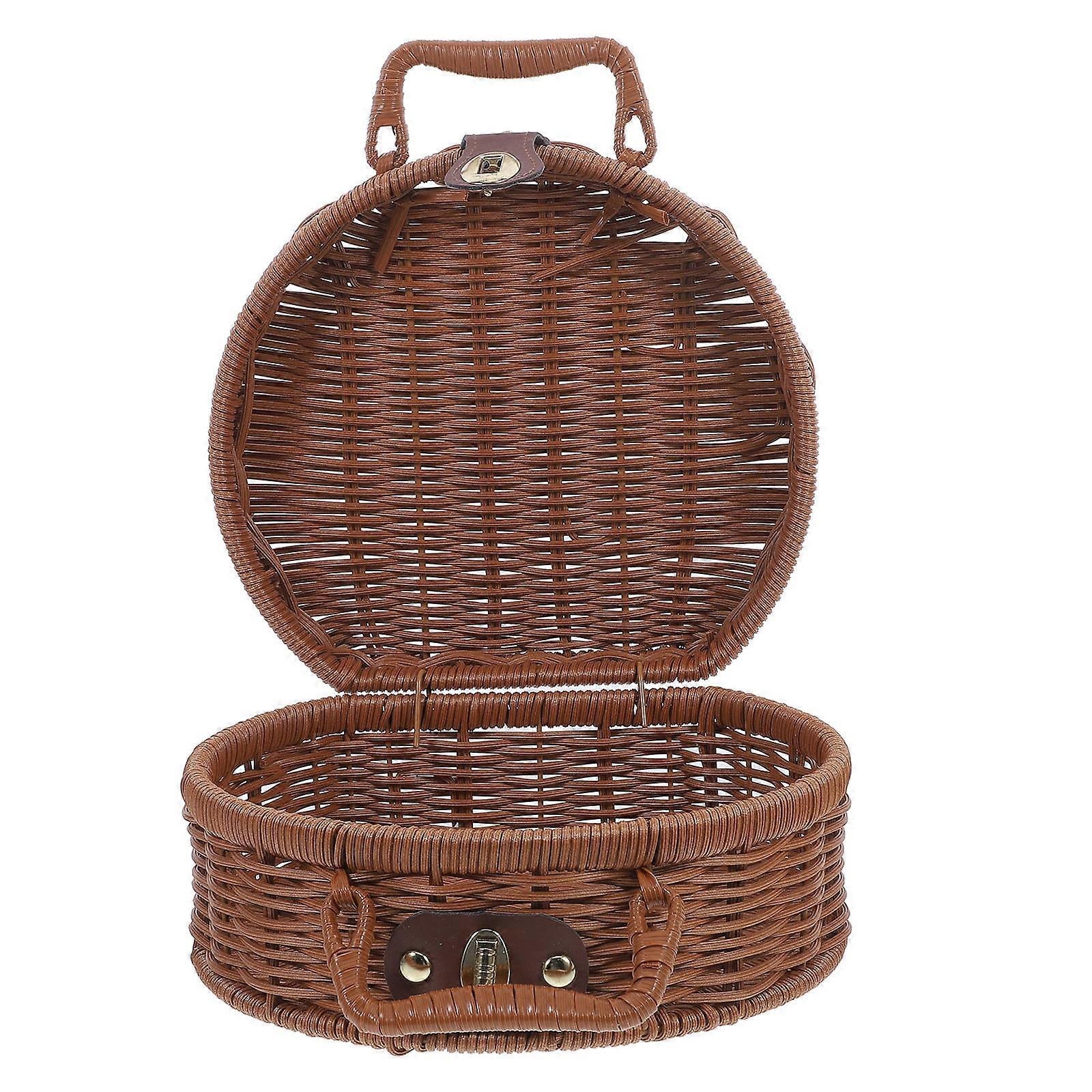 Woven Suitcase Picnic Basket for Storage with Handle