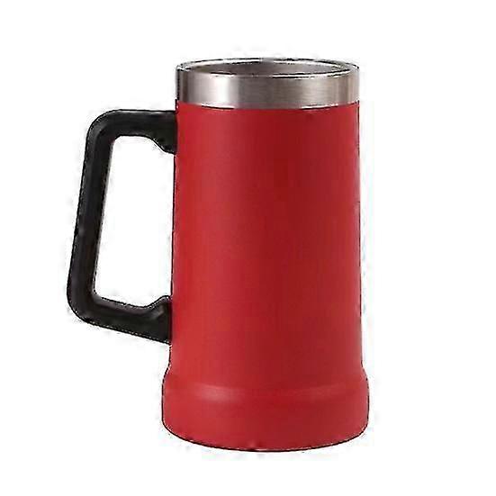 Chope à bière en acier inoxydable isolée à double paroi de 700 ml - Tasse rouge incassable pour boissons chaudes et froides - Durable et élégant