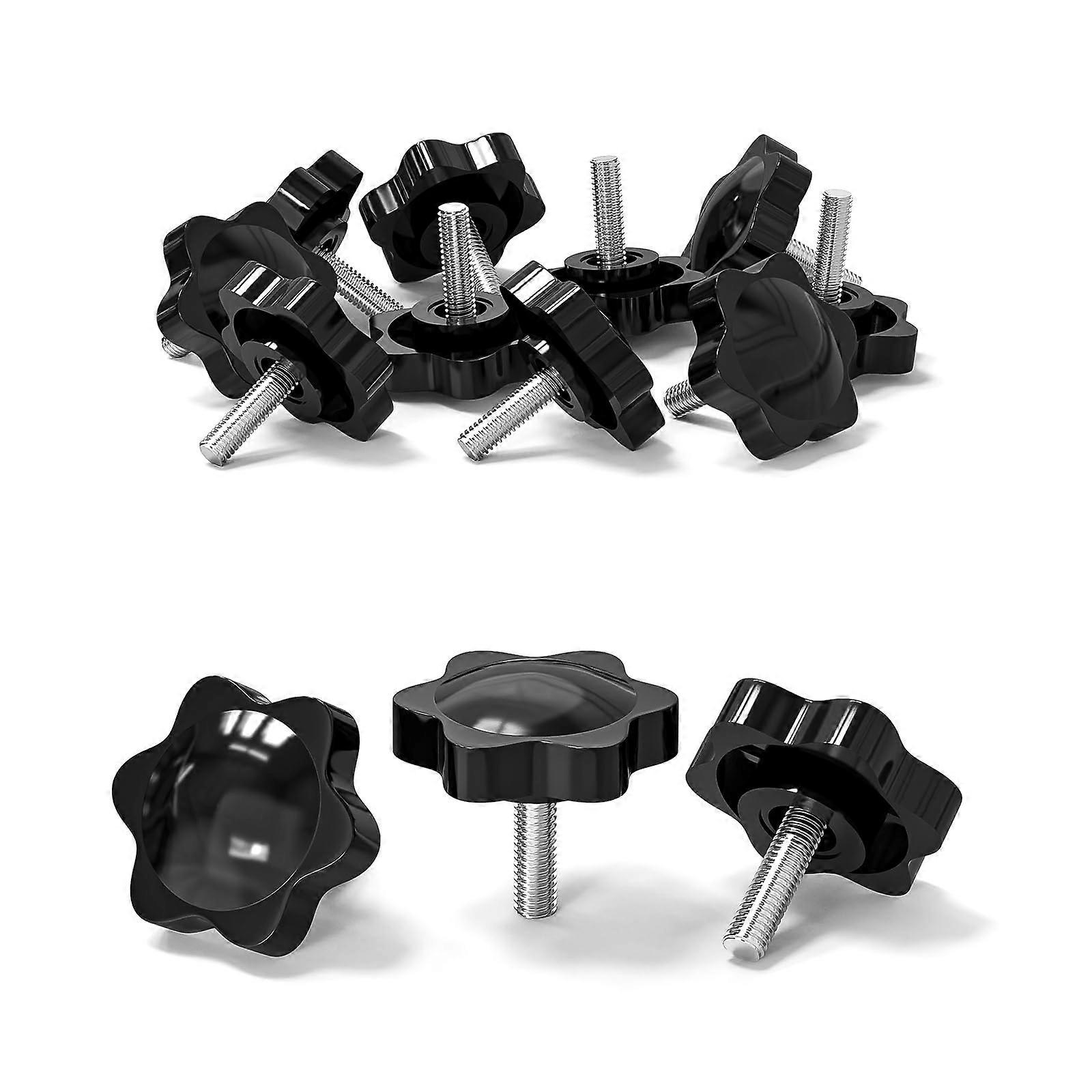 Pack of 10 M5 x 16 mm Black Star Grip Screws with Knurled Handle, Star Head, and Clamping Knob for Machine Tools
