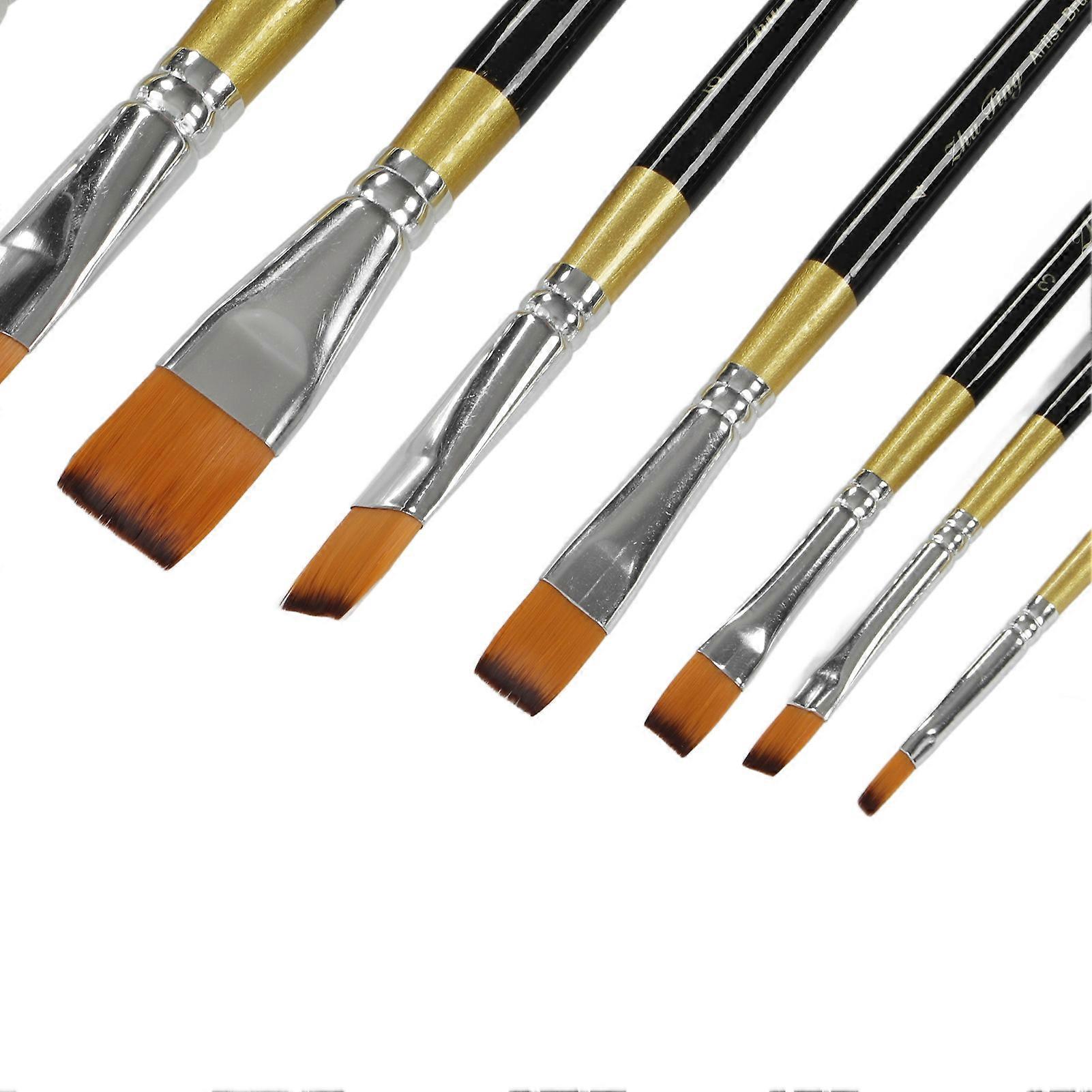 8Pcs Paint Brushes Set Ergonomic Handle Soft Bristles Waterproof Black Gold Soft Bristles for Art School Home