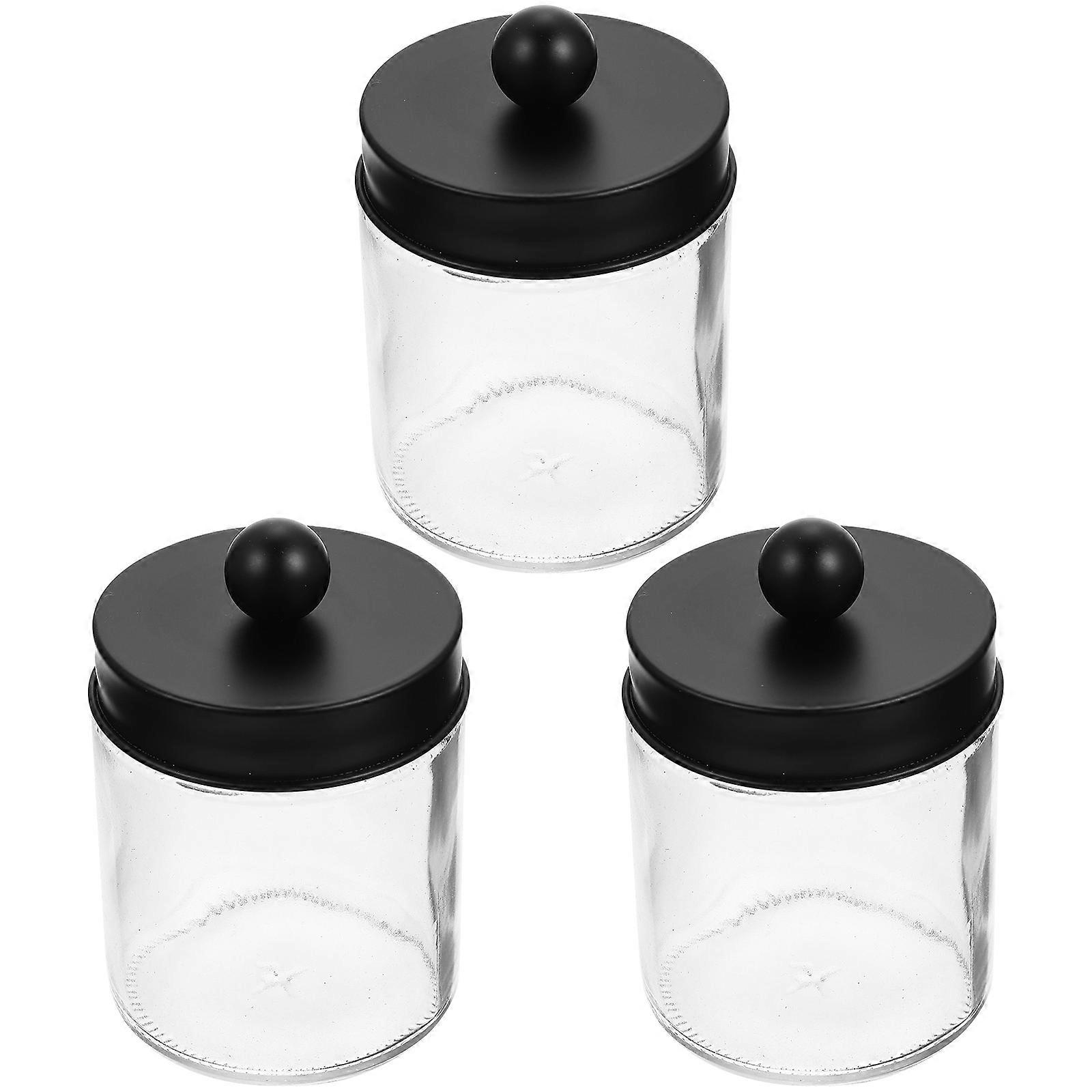 Wattepad Halter Badezimmer Organizer 3Pcs Transparente Gläser Dichtung Lagerung 11X7,3X7,3CM