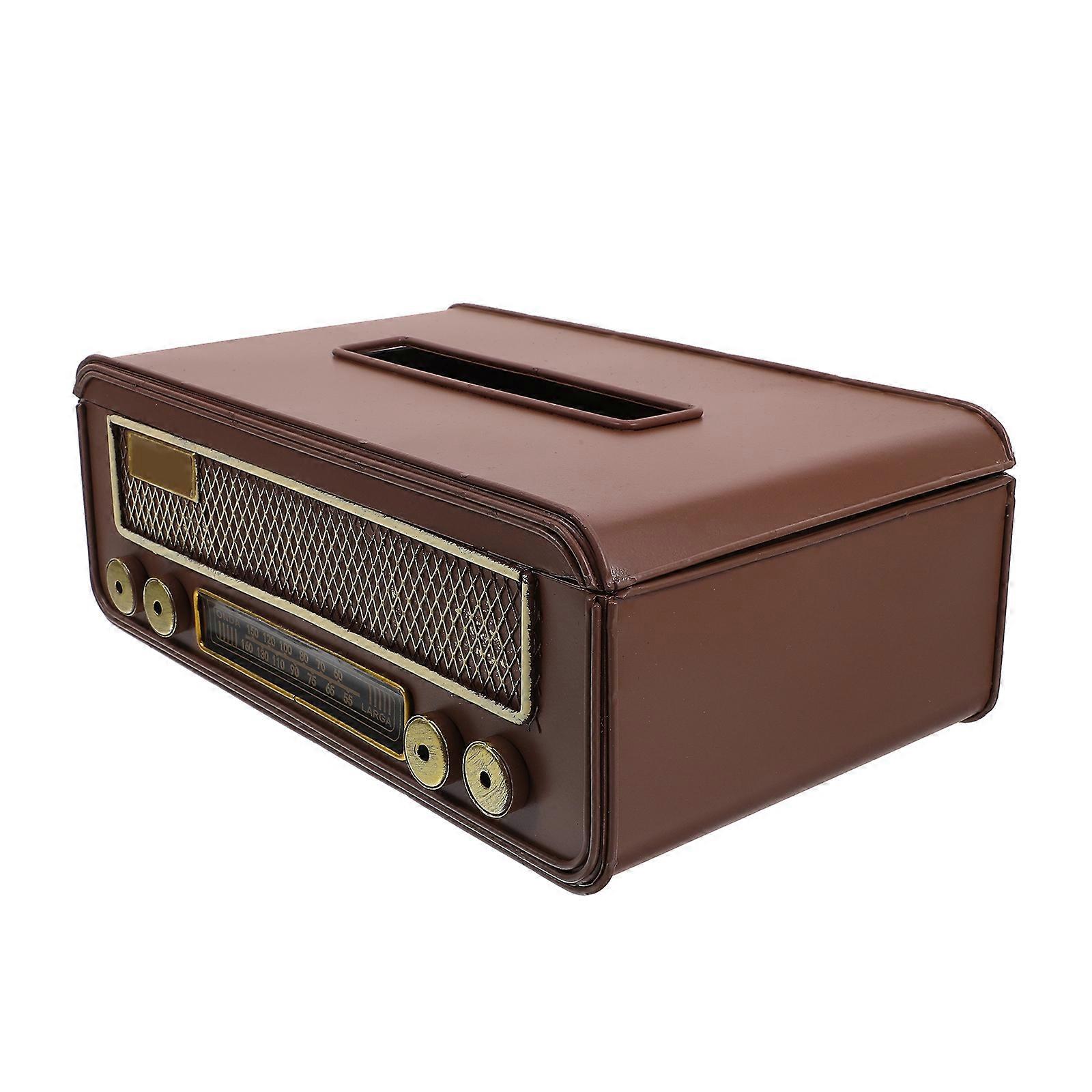 Retro Iron Tissue Box with Wide Opening for Easy Access Light Brown Adds Style to Any Room 4x6 Inches