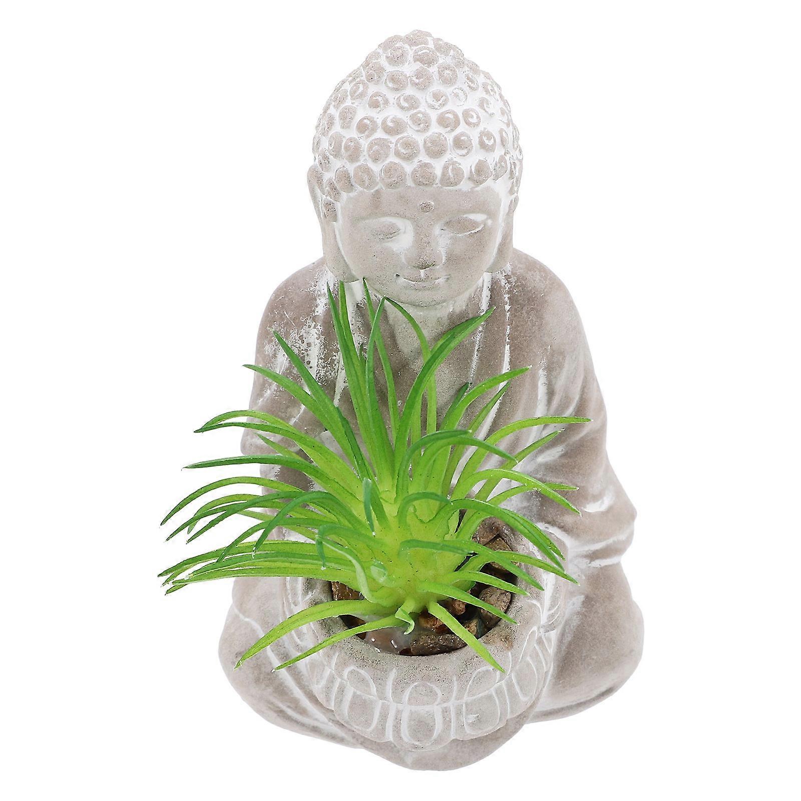 Mini Buddha Figure with Succulent Design for Courtyard Decor and Tranquility