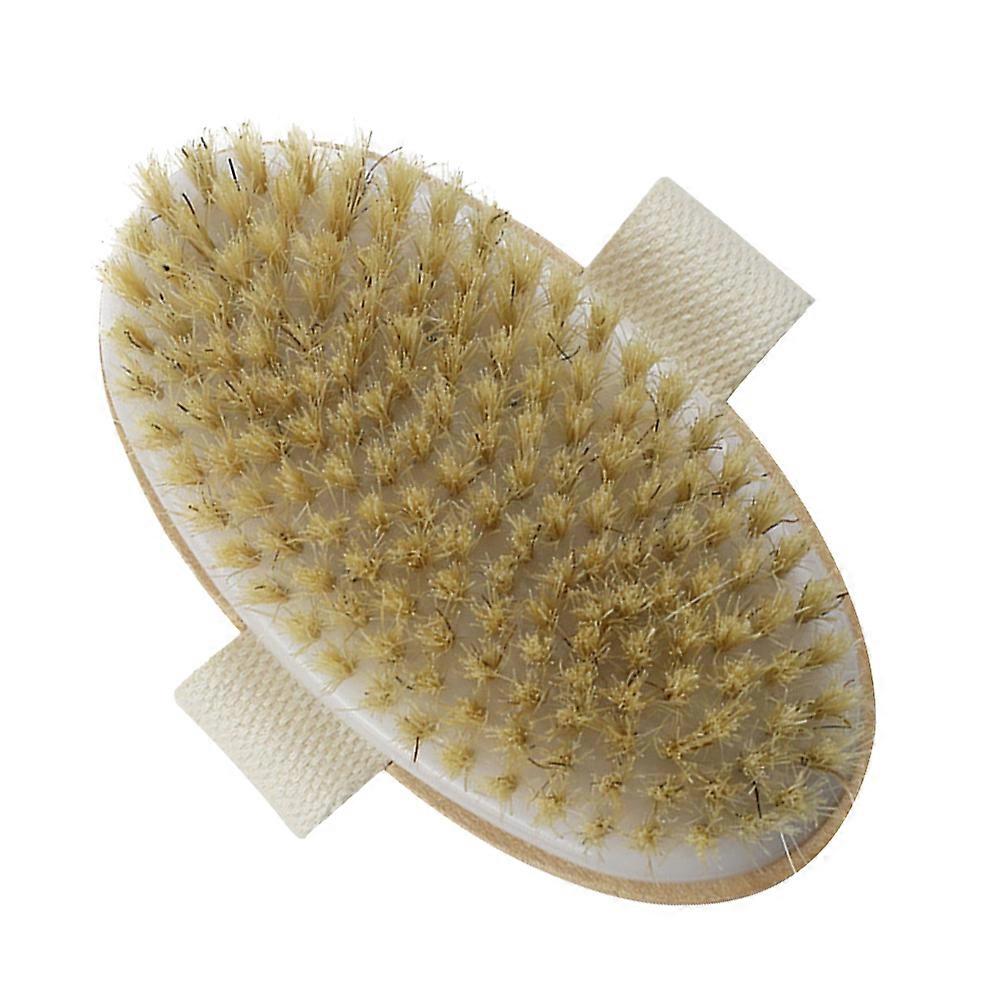 Handle Strap Shower Brush Accessories Wooden Frame Back Rub Brush Bristle Hair Shower Bath Brush (Solid Color)