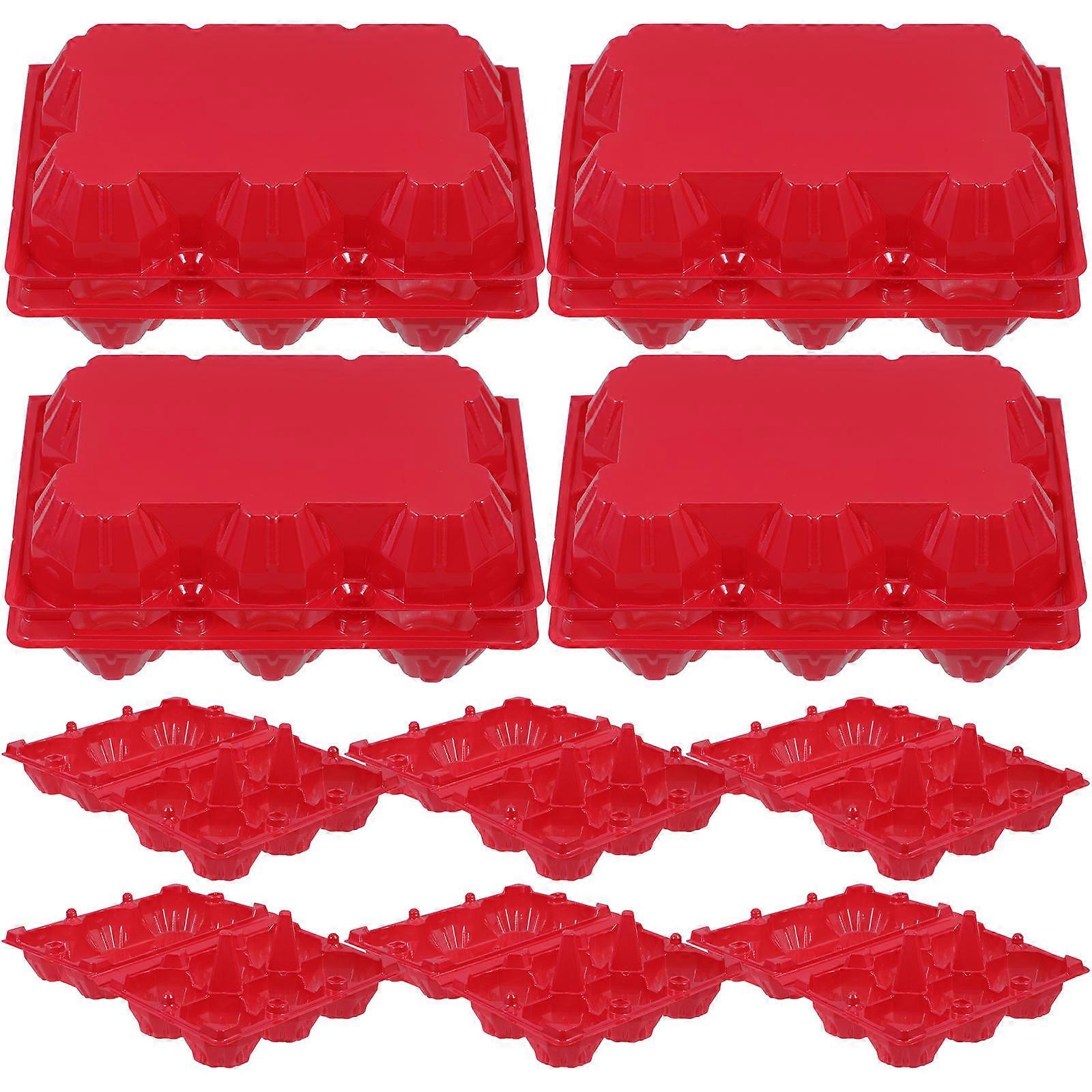 Red Plastic Egg Carton for Storage with TightFitting Lid and 6Slot Design Lightweight and Portable