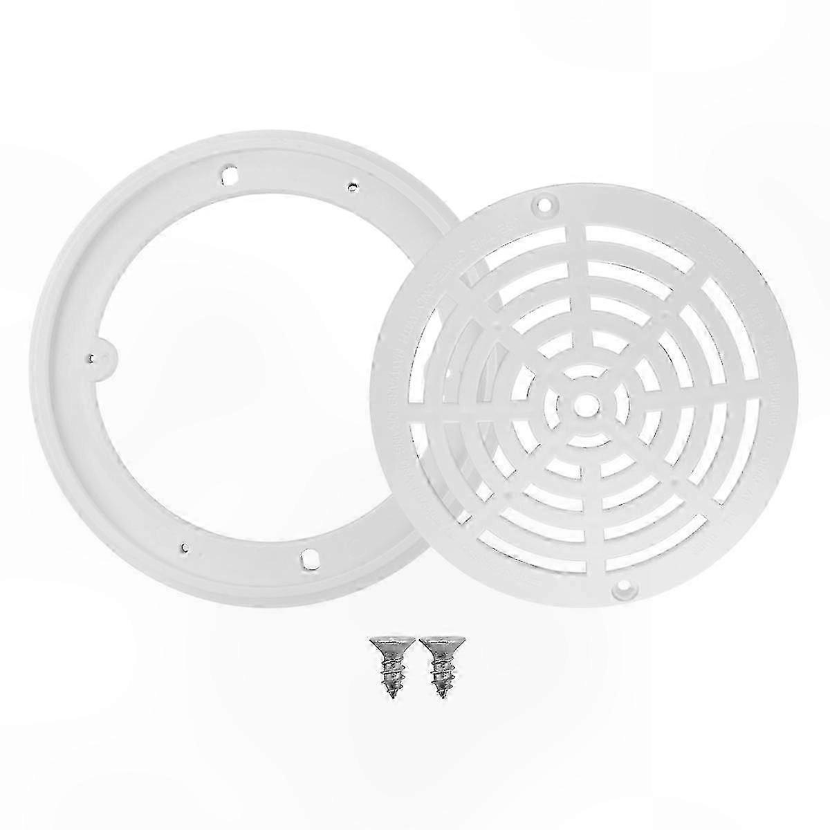 8" Pool Drain Cover Replacement, White Top Grate with Bottom Mounting Plates for Main Drain Systems