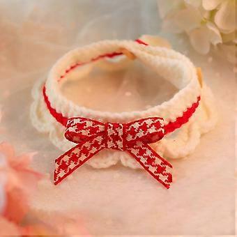 Adjustable Red Bowknot Cat Collar for Kittens & Small Dogs - Versatile Cute Design with Exquisite Look (XS Size: 22 x 4cm / 8.7 x 1.6in)