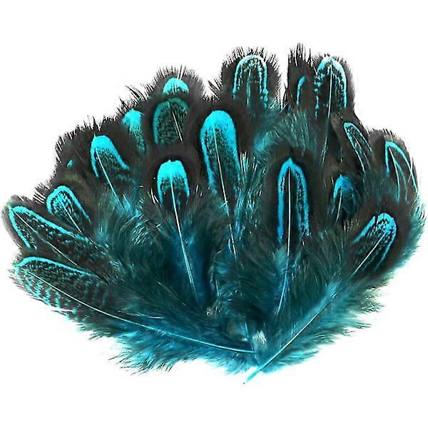 100 pcs Pheasant Feather Blue 2\"-4\" Feathers For Sewing Crafts Decorating Accessories