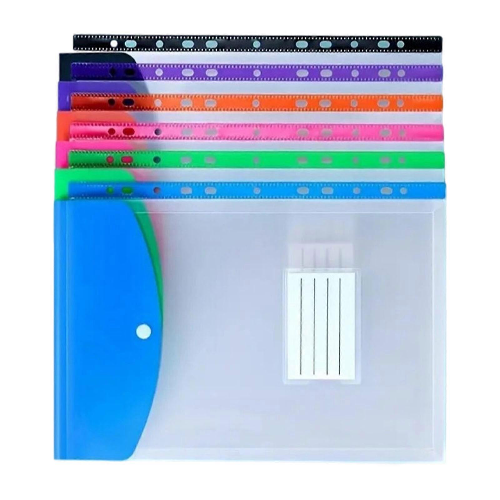 12Pcs Clear Document Folders A4 File Folders File Organiser Document Folders Document Bag with 11 Hole File Bag Multicolor