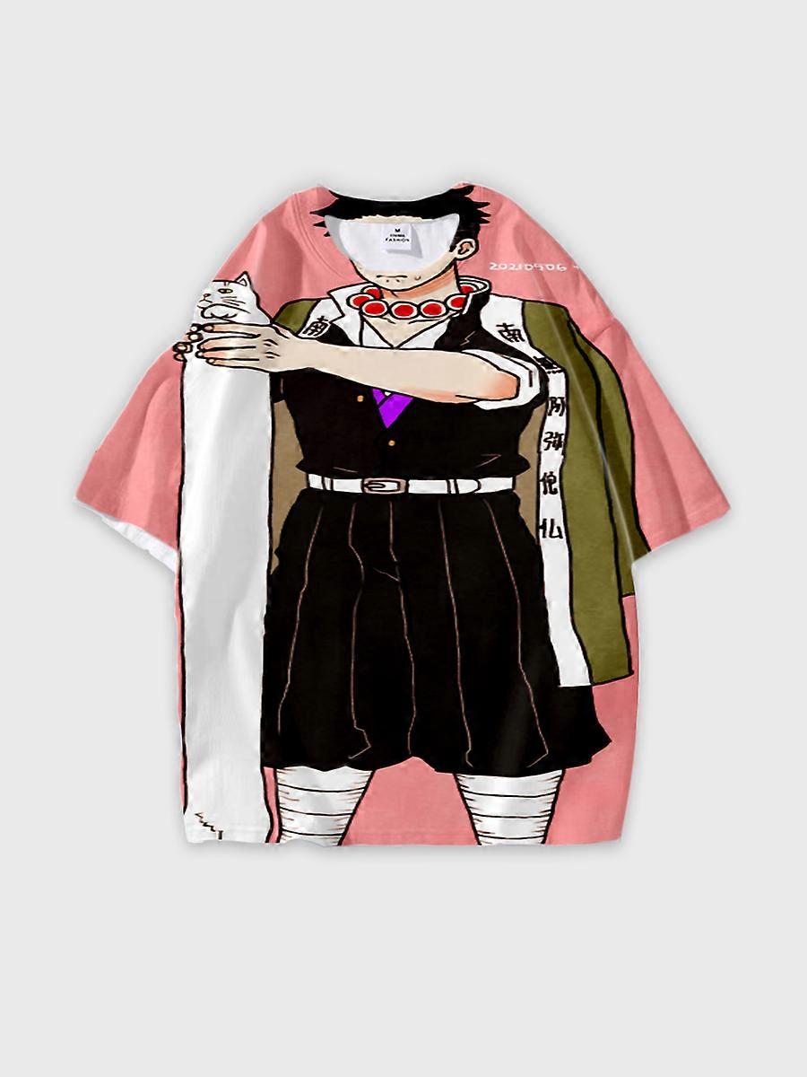 T-shirt round neck Character Pattern loose short sleeve P484