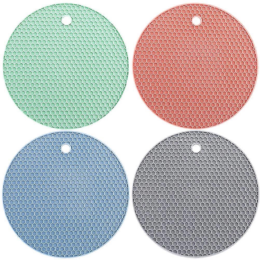 Silicone Heat-Resistant Mats 4Pcs Assorted Color Household Users Round Shape Heat Insulation Great For Home Decoration