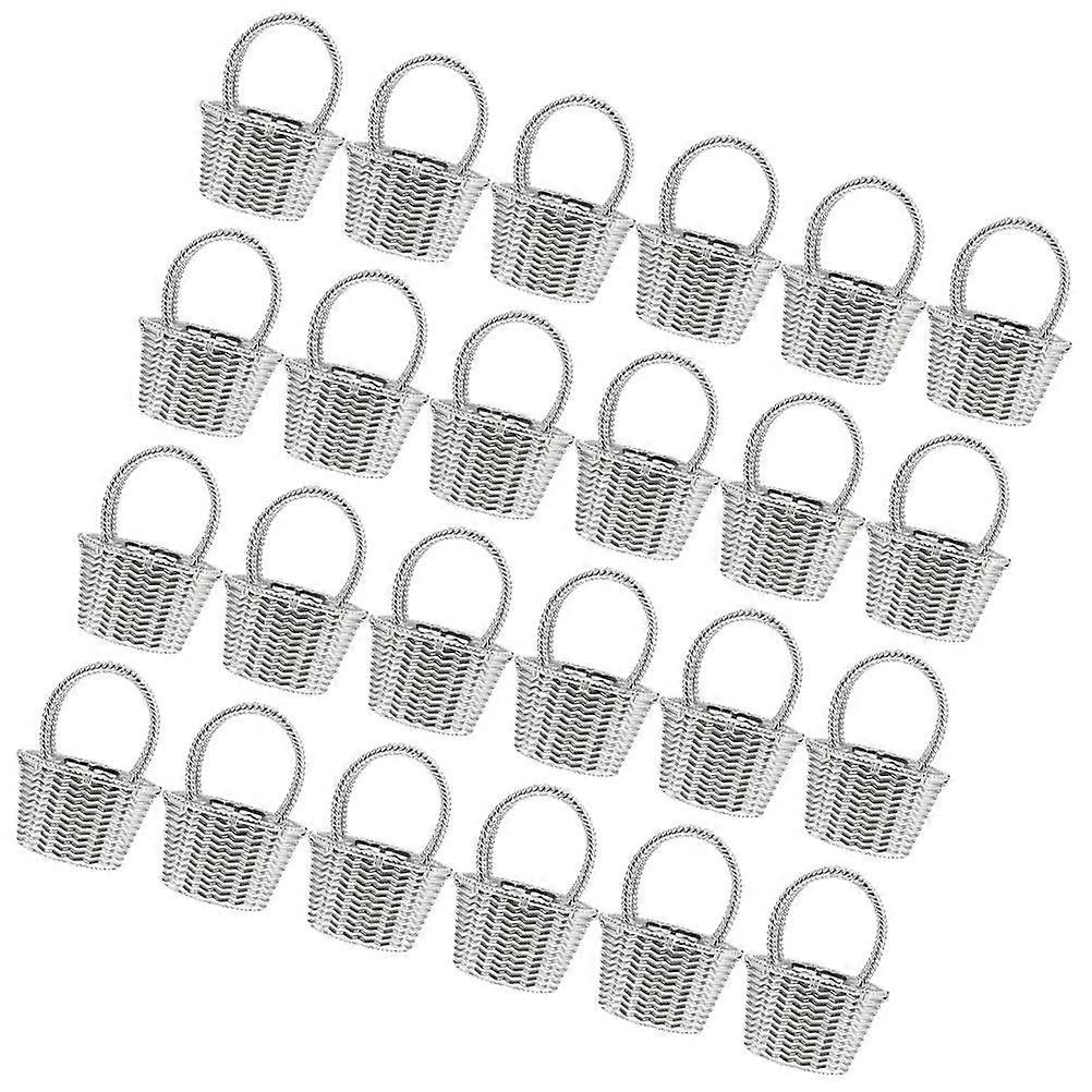 Silver Plastic Small Baskets for Favors Ideal for Storage and Party Decorations 24pcs