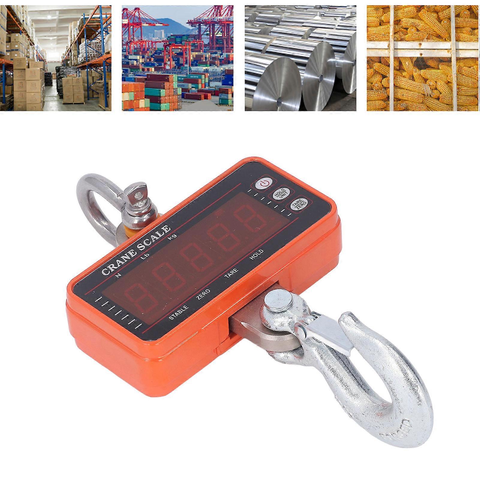 Digital Crane Scale 5 Digit LED Display Wireless Remote Control High Accuracy Hanging Scale for Heavy Duty 1000Kg 500g 