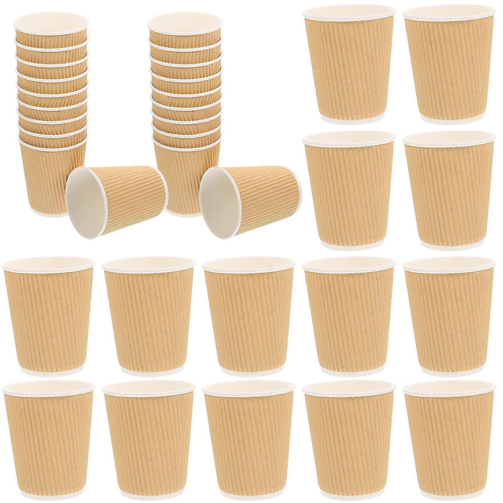 50Pcs Disposable Paper Cups Ideal For Cafeteria Use Serving Beverages 12Oz Size Yellow Paper Material