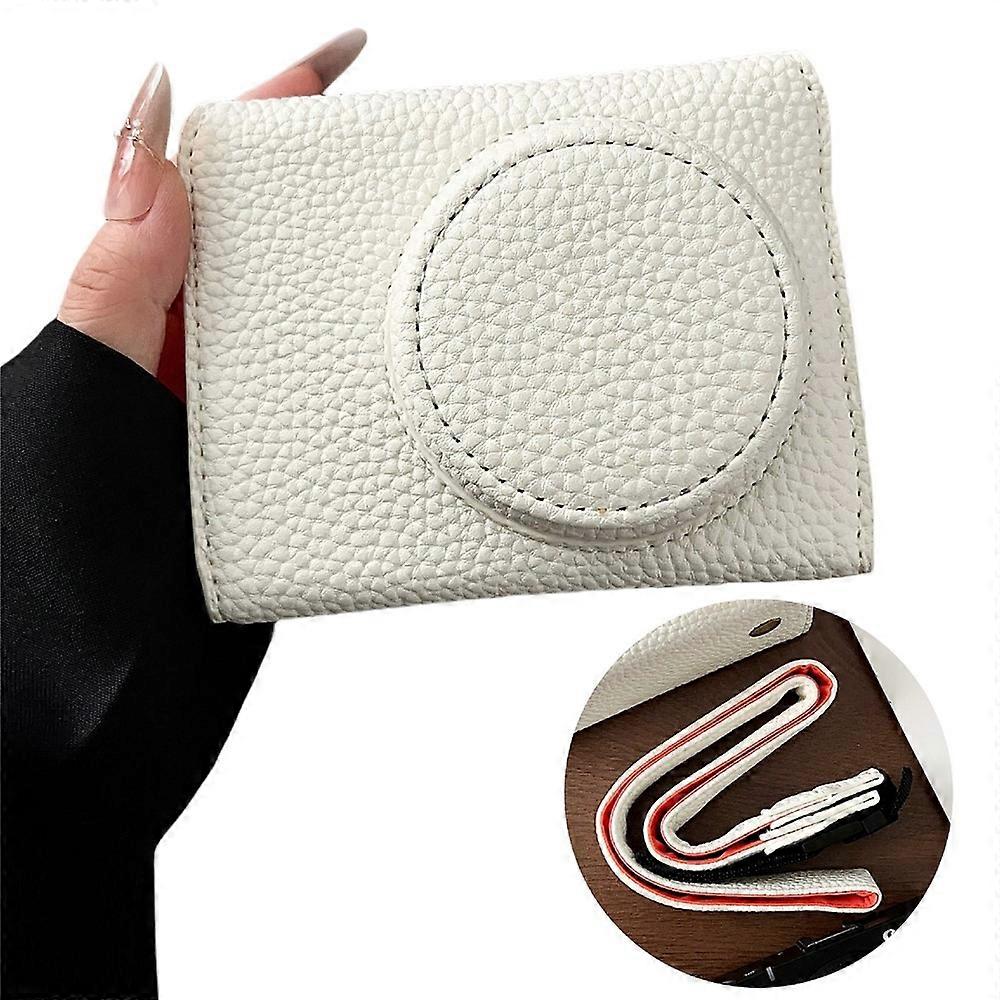 Compatible For Canon PowerShot V1 Camera Case Battery Opening Leather Protective Cover with Shoulder Strap