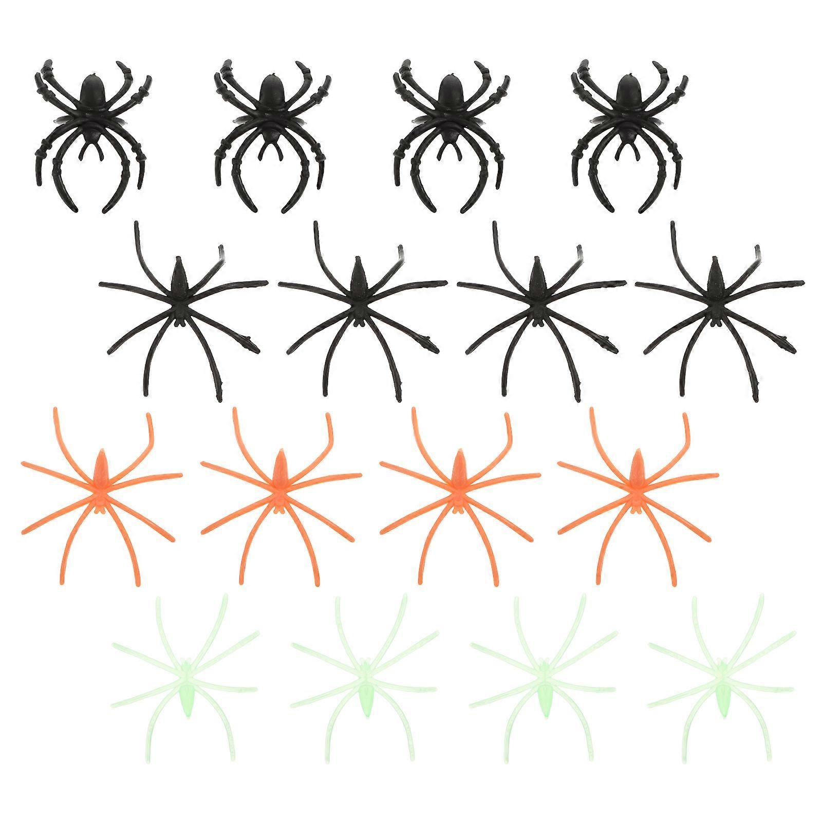 Halloween Glow in the Dark Plastic Spider Decorations, 100PCS Multi Spider Set for Party, Costume Events, Carnivals, and Festivals – Create a Spooky