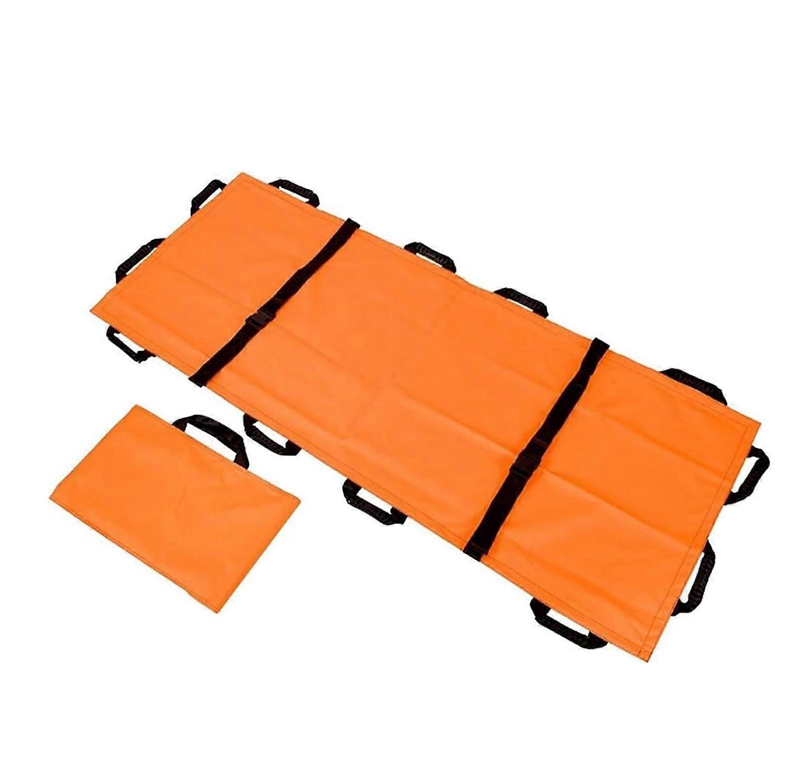 Foldable Ambulance Stretcher, Emergency Transport Stretcher With Positioning Bed Pad, Multifunctional Back Carrier, Orange