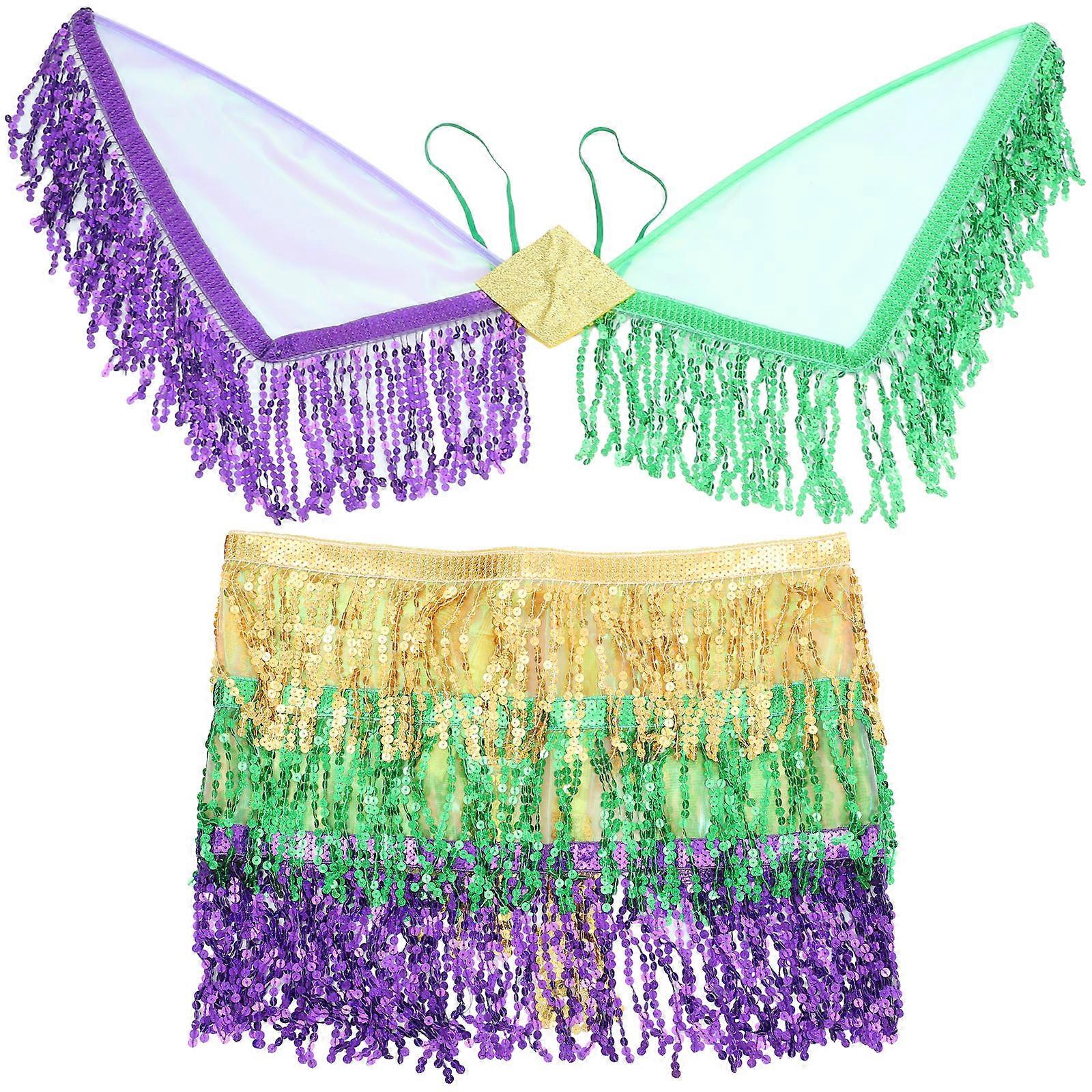 Chic Belly Dancing Waist Chain Scarf For Women With Wing Shape Design Suitable For Performance 1 Set