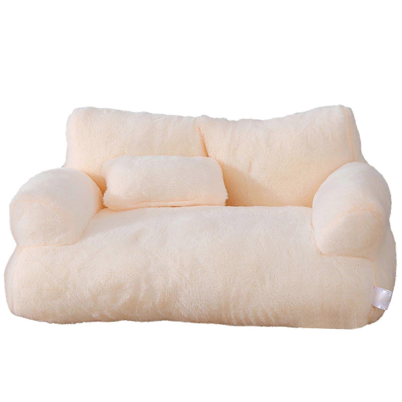 Creative Pet Couch Bed, Removable Cover for Dogs and Soft Plush Comfortable Sofa, Multiple Colors beige