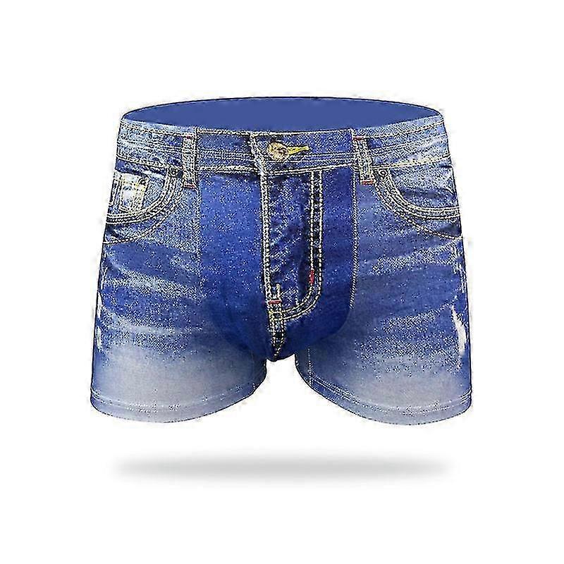 Denim Print Men's Swim Trunks Quick Dry Bathing Shorts for Swimming Surfing