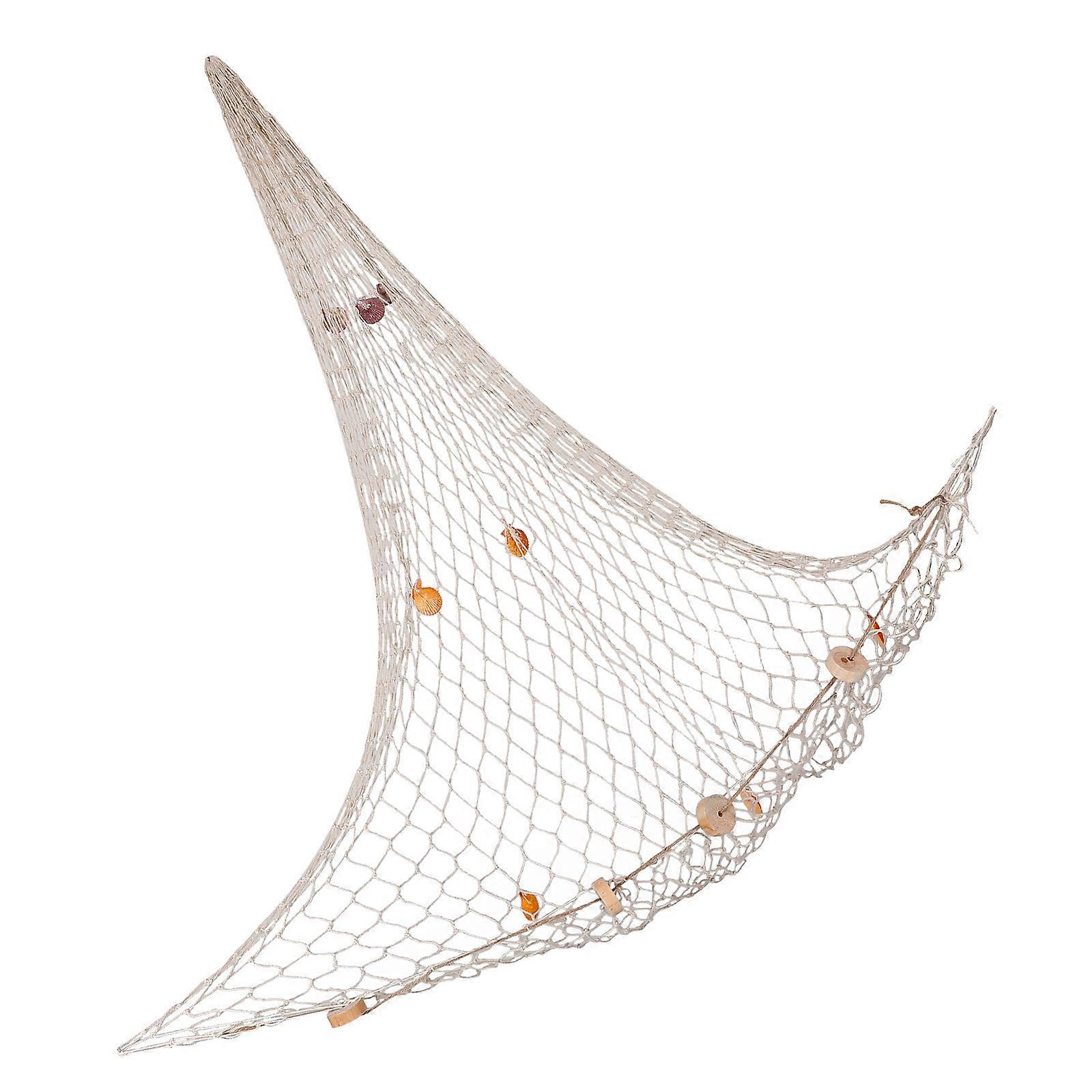 Mediterranean Style Fishing Net Wall Hanging with Shell Decor – Nautical Home Office Decorative Net for Parties and Photography Props