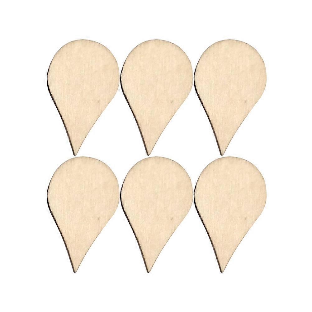 Wood Craft Accessories 100 Pcs Water Drop Shaped Decorative Ornaments Beige Handmade Style for Home Ornaments