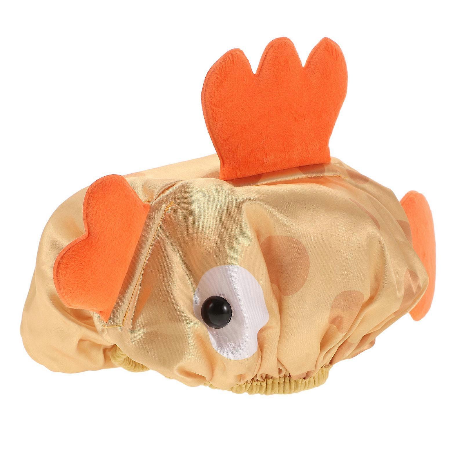 Double Layer Shower Cap with Adjustable Band   Comfortable Elastic Bath Hat for Sleep Head Wrap, Fish Design